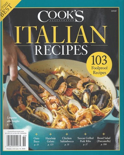 Cook’s Illustrated Magazine Special Issue: All-Time Best Italian Recipes (2020): 103 Foolproof Recipes