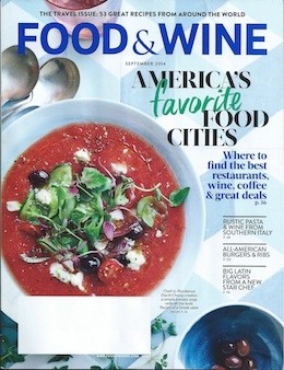 Food & Wine Magazine, September 2014: The Travel Issue