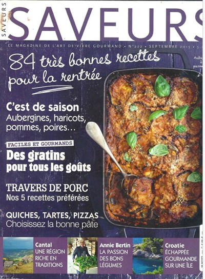 Saveurs: Le Magazine de l'Art de Vivre Gourmand, Sept. 2015 (N. 222)